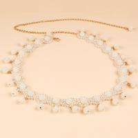 Decorative Chain Belt, 304 Stainless Steel, with Shell & Plastic Pearl, fashion jewelry & for woman [