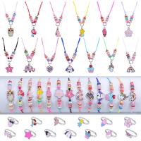 Fashion Zinc Alloy Jewelry Sets, with Wax Cord, plated, 13 pieces & for children & enamel [