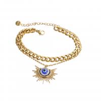Evil Eye Jewelry Set, Titanium Steel, gold color plated & for woman & enamel & with rhinestone [