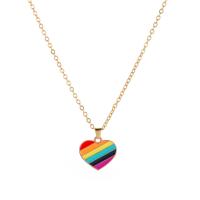 Enamel Zinc Alloy Necklace, with 2inch extender chain, Heart, gold color plated, for woman Approx 19.3 Inch 