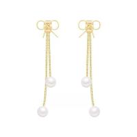 Zinc Alloy Stud Earring, with Plastic Pearl, fashion jewelry & for woman, golden, 50mm 