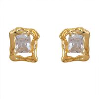 Messing Ohrring Clip, goldfarben plattiert, Modeschmuck & Micro pave Zirkonia & für Frau, 19x16mm, verkauft von Paar