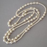 Collier de chaîne de chandail de mode, perle de plastique, fait à la main, bijoux de mode & multicouche & pour femme, blanc Environ 150 cm, Vendu par PC