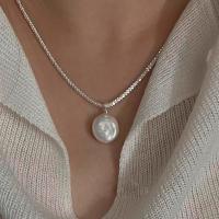 Freshwater Pearl Brass Necklace, with Brass, fashion jewelry & for woman Approx 45 cm 