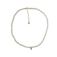 Freshwater Pearl Brass Necklace, with Brass, fashion jewelry & for woman, white [
