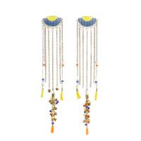 Fashion Fringe Earrings, Zinc Alloy, plated, fashion jewelry & for woman & enamel, multi-colored 