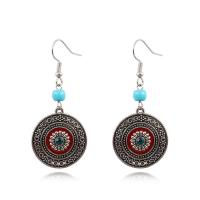 Turquoise Zinc Alloy Earring, with turquoise, silver color plated, fashion jewelry & for woman & enamel & with rhinestone 