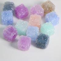 Candy Style Acrylic Beads, Square, stoving varnish, random style & DIY, mixed colors, 17mm, Approx 