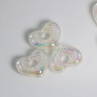 Perles acryliques plaquée, Acrylique, coeur, DIY & creux, blanc Environ Vendu par sac