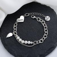 Pearl Sterling Silver Bracelets, 925 Sterling Silver, with Freshwater Pearl, with 1.18inch extender chain, Antique finish, fashion jewelry & for woman Approx 6.3 Inch 