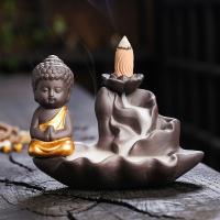 Incense Smoke Flow Backflow Holder Ceramic Incense Burner, Purple Clay, half handmade, for home and office & durable [