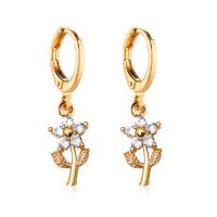 Rhinestone Brass Drop Earring, fashion jewelry & for woman & with rhinestone, 26mm 