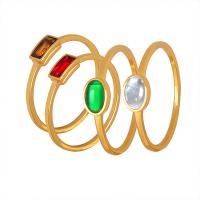 チタン鋼の指環, チタン鋼, とともに ガラスストーン & キュービックジルコニア, メッキ, ファッションジュエリー & 異なるサイズの選択 & 異なるスタイルを選択, 金色, 売り手 パソコン[