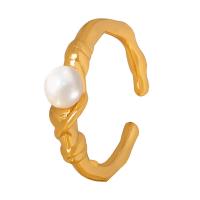 Titanium Steel Finger Ring, with Freshwater Pearl, plated, fashion jewelry & for woman US Ring [