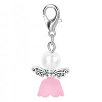 Plastic Key Chain, Zinc Alloy, with Copper Coated Plastic, Wing Shape, antique silver color plated, for woman 