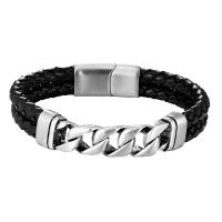 PU Leather Cord Bracelets, with 316L Stainless Steel, Vacuum Ion Plating, fashion jewelry & for man .5 cm 