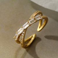 Cubic Zirconia Micro Pave Brass Finger Ring, plated, fashion jewelry & micro pave cubic zirconia, gold, inner 17~19mm [