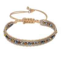 Glass Seed Beads Bracelets, Wax Cord, with Seedbead & Crystal, fashion jewelry & for woman, Healthy Bracelet Approx 14-25 cm 