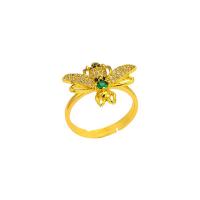 Cubic Zirconia Micro Pave Brass Finger Ring, real gold plated, Adjustable & micro pave cubic zirconia & for woman, gold [
