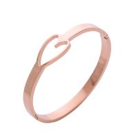 Stainless Steel Bangle, 304 Stainless Steel, Heart, plated, for woman [