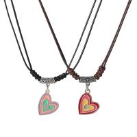 Enamel Zinc Alloy Necklace, with PU Leather, with 5inch extender chain, Heart, plated, 2 pieces & for woman Approx 17.3 Inch [
