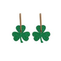 Acrylic Drop Earring, Zinc Alloy, with Acrylic, Three Leaf Clover, gold color plated, fashion jewelry & for woman 