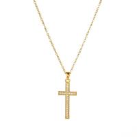 Rhinestone Zinc Alloy Necklace, with 2.4inch extender chain, Cross, gold color plated, fashion jewelry & for woman & with rhinestone Approx 15.7 Inch 