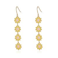 Brass Drop Earring, Daisy, gold color plated, fashion jewelry & for woman & enamel 