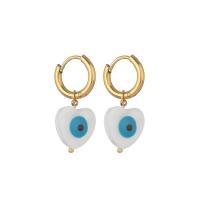 Evil Eye Earrings, 304 Stainless Steel, with Resin, 14K gold plated, fashion jewelry & for woman [