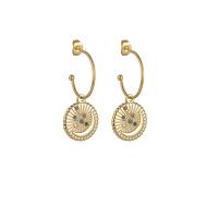 Stainless Steel Drop Earring, 304 Stainless Steel, 14K gold plated, fashion jewelry & for woman & with rhinestone [