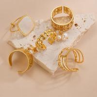Edelstahl Fingerring, 304 Edelstahl, mit Kunststoff Perlen, goldfarben plattiert, Modeschmuck & einstellbar & verschiedene Stile für Wahl & für Frau, Größe:8, verkauft von PC