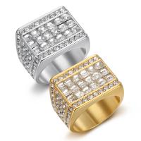 チタン鋼の指環, チタン鋼, 真空イオンプレーティング, ユニセックス & 異なるサイズの選択 & ライン石のある, 無色, 17mm, サイズ:8-13, 売り手 パソコン[