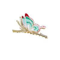 Alligator Hair Clip, Zinc Alloy, with Plastic Pearl, Butterfly, gold color plated & for woman & enamel [