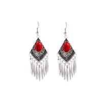 Turquoise Zinc Alloy Earring, with turquoise, antique silver color plated, Bohemian style & for woman [