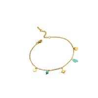 Stainless Steel Anklets Jewelry, 304 Stainless Steel, with turquoise, with 1.6inch extender chain, gold color plated & for woman Approx 7.9 Inch 