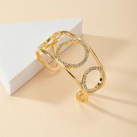 Zinc Alloy Cuff Bangle, gold color plated, fashion jewelry & for woman & with rhinestone, Inner Approx 63mm 