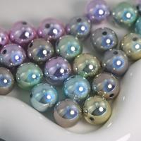 Perles acryliques plaquée, Acrylique, Rond, DIY, couleurs mélangées, 16mm, Environ Vendu par sac