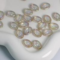 Perles acryliques plaquée, Acrylique, ovale plat, DIY, couleurs mélangées Environ Vendu par sac