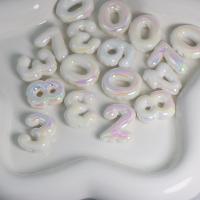 Acryl Schmuck Perlen, Zahl, DIY & glänzend, weiß, 24x20mm, ca. 100PCs/Tasche, verkauft von Tasche[