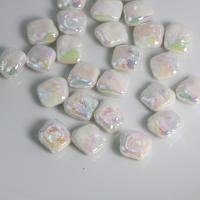Perles acryliques plaquée, Acrylique, DIY, blanc, 14mm, Environ Vendu par sac