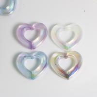 Plating Acrylic Beads, Heart, DIY & hollow, mixed colors Approx 