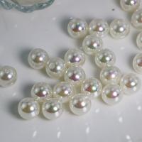 Perles acryliques plaquée, Acrylique, Rond, DIY, blanc, 14mm, Environ Vendu par sac