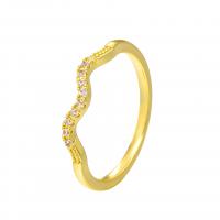 Rhinestone Brass Finger Ring & for woman & with rhinestone, golden [
