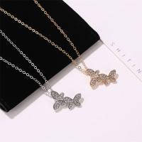 Rhinestone Zinc Alloy Necklace, Butterfly, plated, fashion jewelry & for woman & with rhinestone 25mm Approx 20.87 Inch 