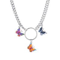 Zinc Alloy Necklace, Butterfly, plated, fashion jewelry & for woman Approx 14.76 Inch [