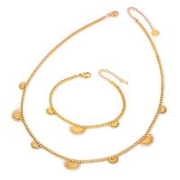 Titanium Steel Jewelry Set, with 1.97inch,1.57inch extender chain, plated, fashion jewelry & for woman, golden Approx 15.75 Inch, Approx 6.3 Inch 