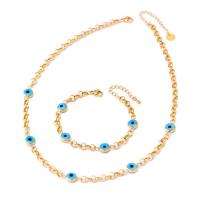 Titanium Steel Jewelry Set, with 1.97inch,1.57inch extender chain, 18K gold plated & for woman & epoxy gel, golden, 8mm Approx 15.75 Inch, Approx 6.3 Inch 