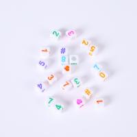 Perles lettre acrylique, cube, DIY & normes différentes pour le choix & émail, couleurs mélangées, Vendu par sac[