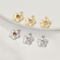 Cubic Zirconia Brass Pendants, with Cubic Zirconia, Flower, plated, fashion jewelry & DIY [