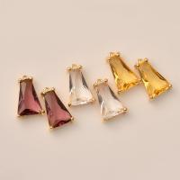 Rhinestone Brass Pendants, Trapezium, plated, fashion jewelry & DIY & with rhinestone [
